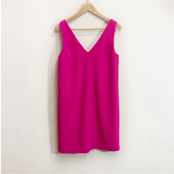 Trina Turk Azure Fuchsia Pink Shift Crepe Dress Sleeveless Size 4 Loose - Picture 2 of 15